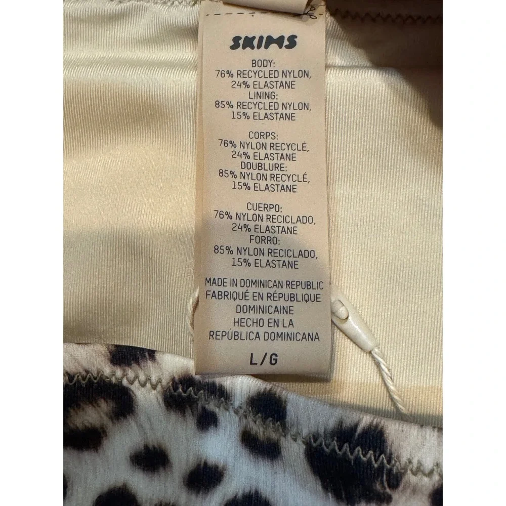 RARE‎ SKIMS Signature Swim Logo Hardware Bikini Bottom Champagne Leopard L NWT